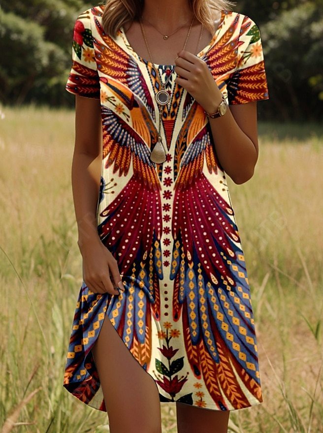 "Raven" Printed Native American Dress