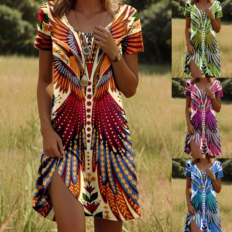 "Raven" Printed Native American Dress