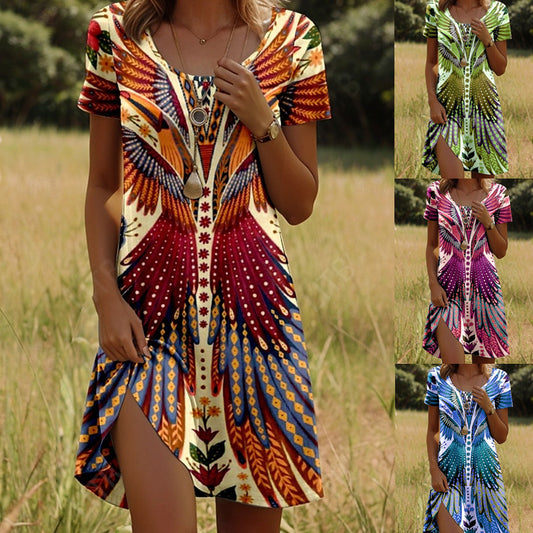 "Raven" Printed Native American Dress